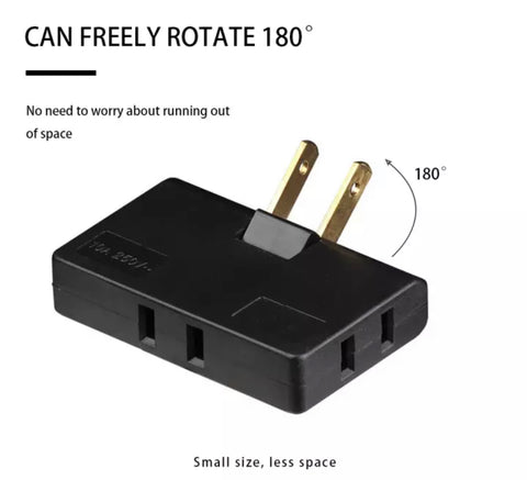 Image of 180 Degree 3 Way Rotatable Wall Socket Adapter