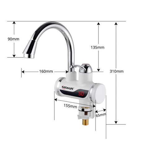 Image of LED Digital Display Tank-less Instant Faucet Water Heater (EU Plug)