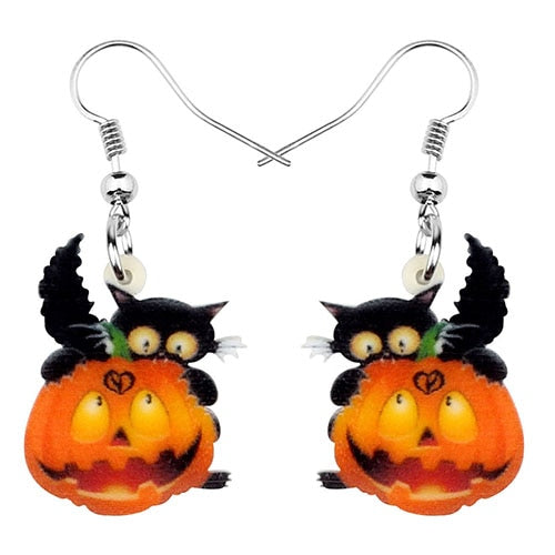 FREE OFFER Halloween Black Cat Kitten Pumpkin Earrings
