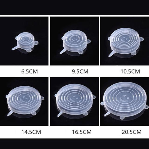 Image of Set Of 6 Reusable Stretchable Silicone Food Covers