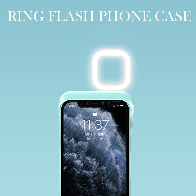iPhone Selfie Ring LED Flash Light Case