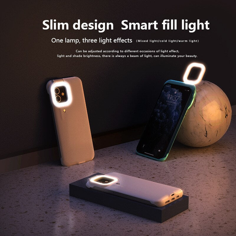 iPhone Selfie Ring LED Flash Light Case