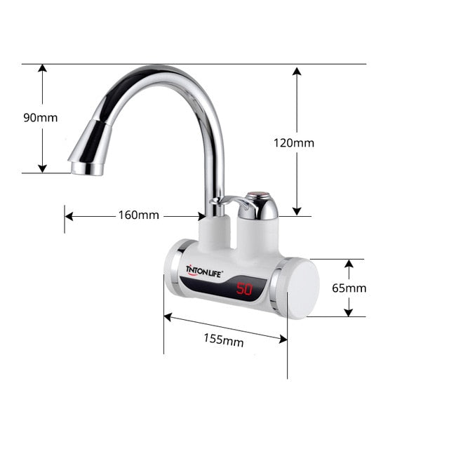 LED Digital Display Tank-less Instant Faucet Water Heater (EU Plug)