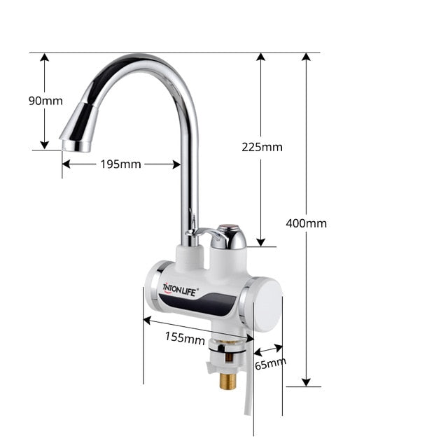 LED Digital Display Tank-less Instant Faucet Water Heater (EU Plug)