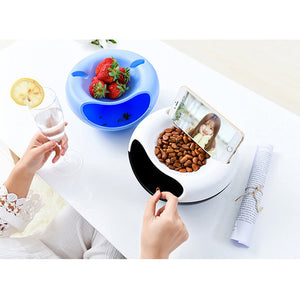 Double Layer Snack Bowl Phone Holder