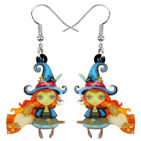 FREE OFFER Halloween Sitting Broomstick Witch Earrings