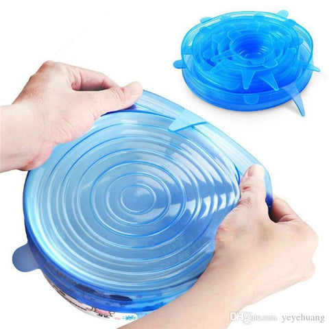Image of Set Of 6 Reusable Stretchable Silicone Food Covers